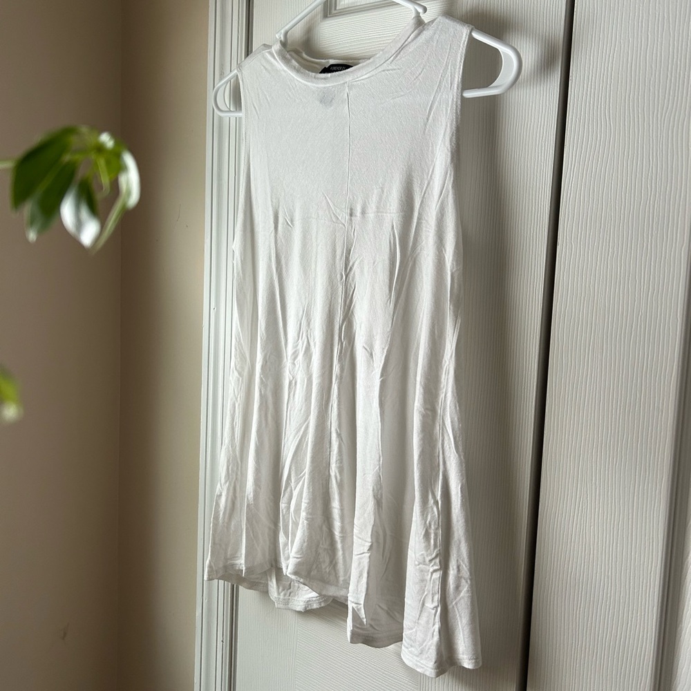 Long White F21 Flowy Tank Top